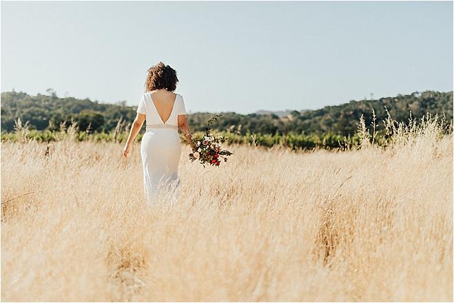 california wedding, romantic wedding, styled shoot, floral inspiration, vineyard wedding, red wedding, wedding gown, bridal dress, wedding photography, vineyard shoot, winery wedding, tablescape, modern