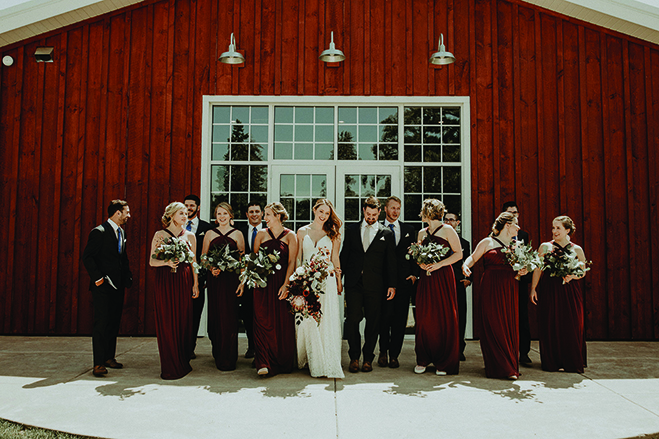 Heidi and Erik with their wedding party at Almquist Farm.