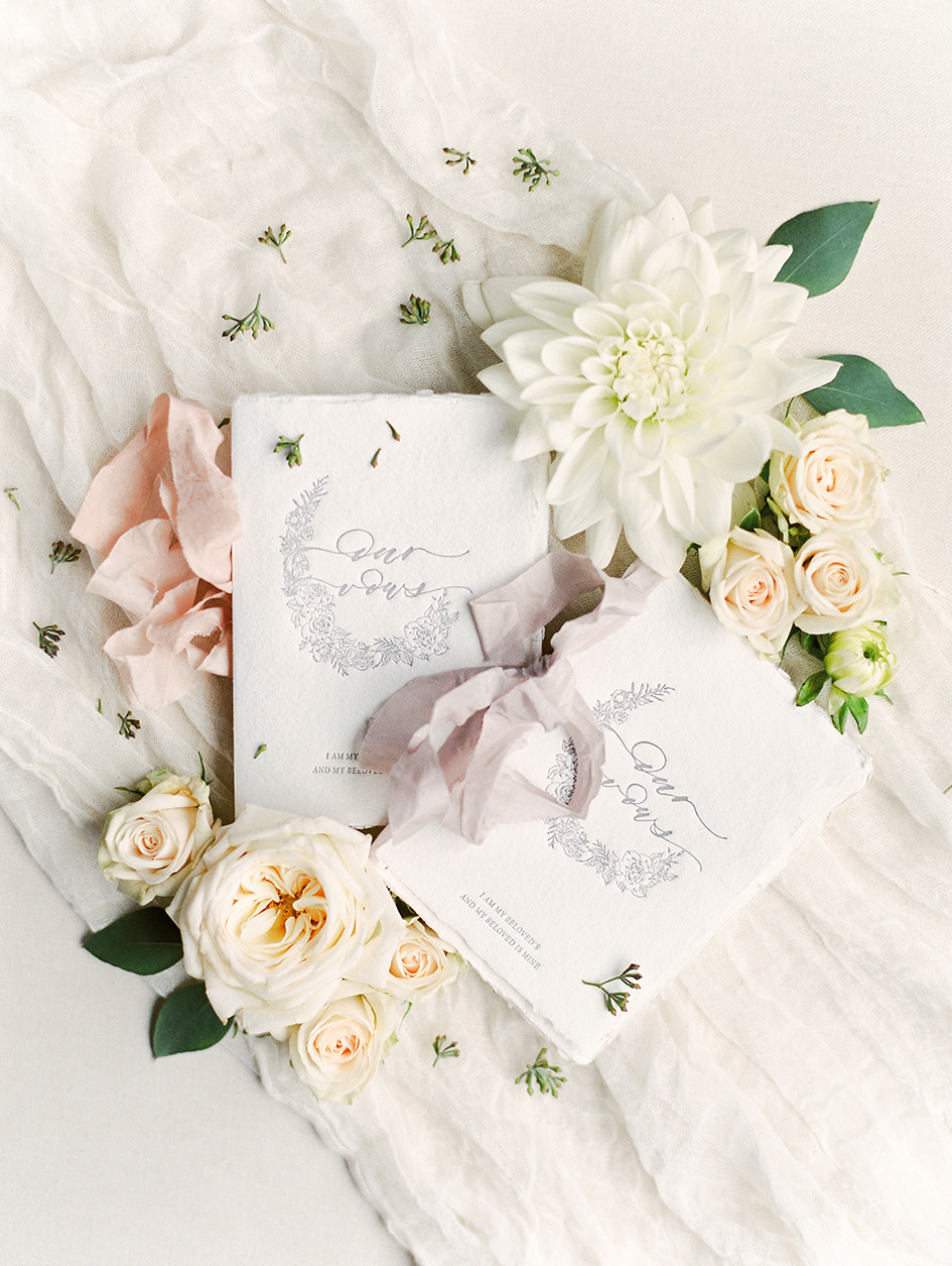 Invitations and florals from Stephanie and Nyles' wedding.