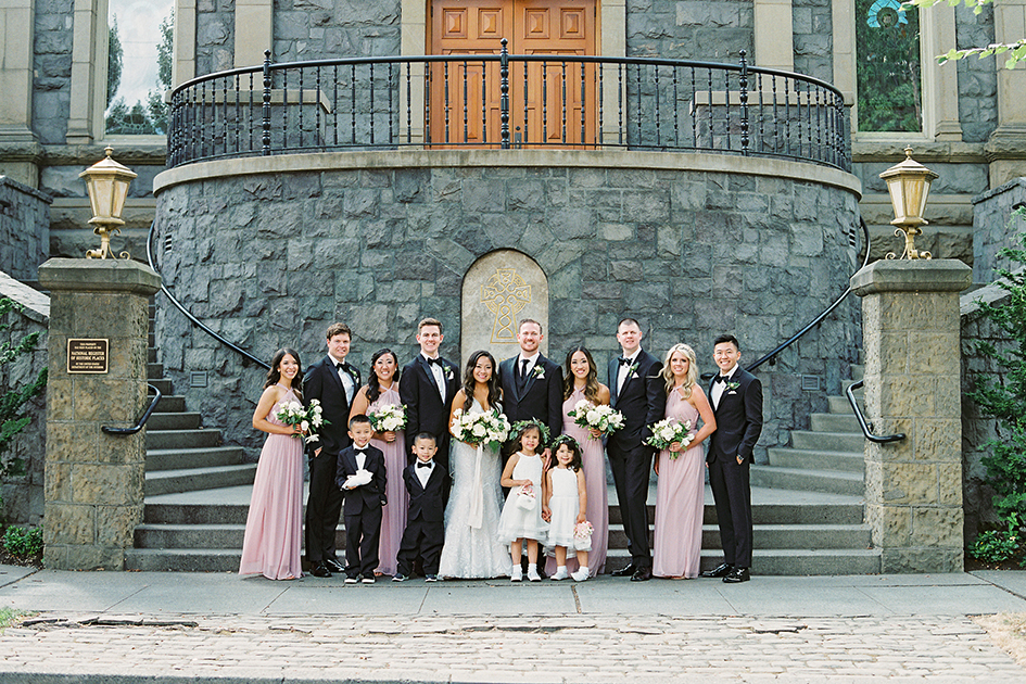 Stephanie and Nyles with their wedding party.