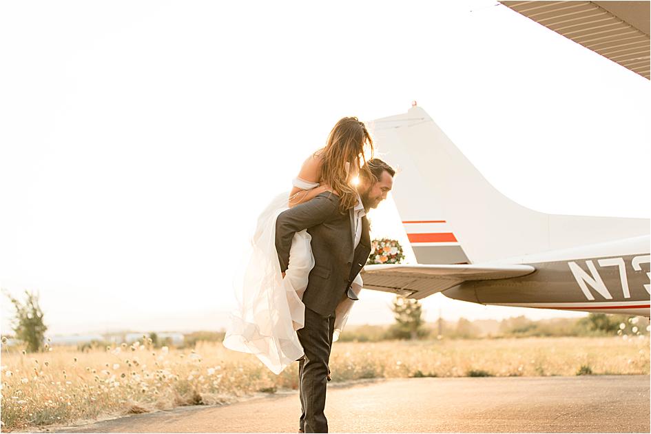 oregon bride, oregon wedding, corvallis wedding, bride and groom, airplane photography