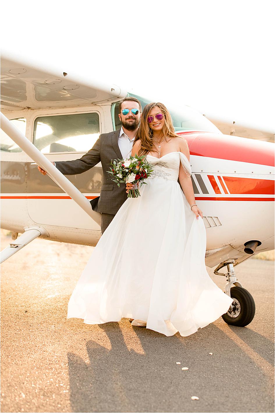 oregon bride, oregon wedding, corvallis wedding, bride and groom, airplane photography