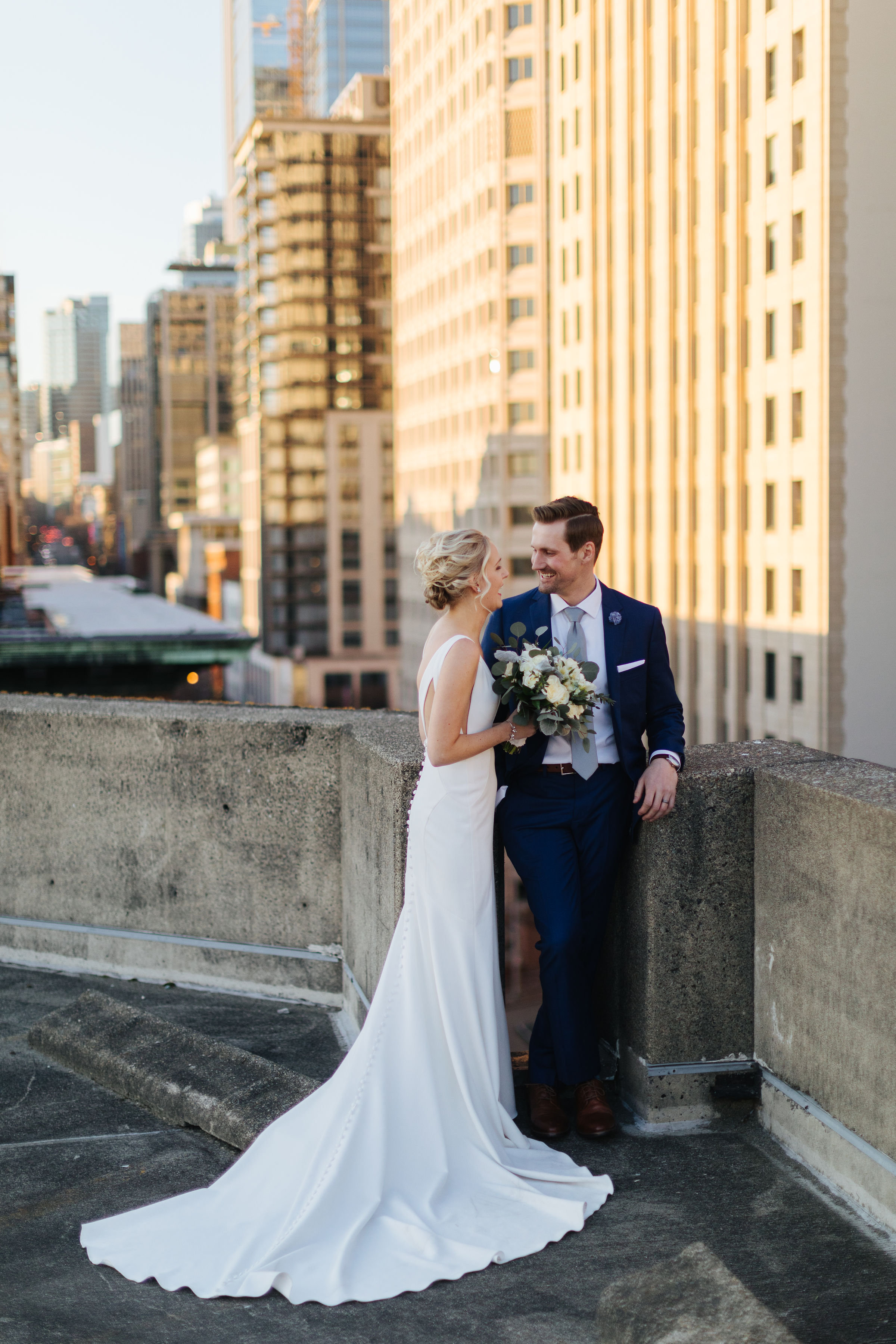 Seattle wedding, Washington wedding, wedding photography, bride and groom, Seattle brides, Washington brides, minimalist wedding, geometric wedding details, gold wedding details, minimalist bridal, neutral wedding, PNW wedding, wedding dress, rooftop wedding, wedding venue