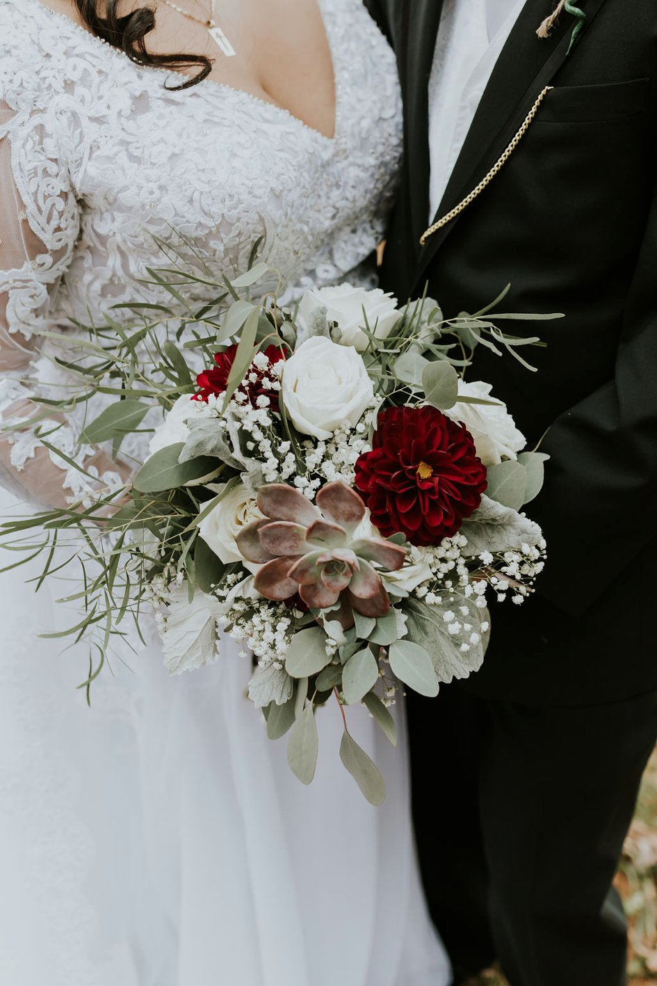 Crimson and White Fall Wedding in the Woods | Wisconsin Bride