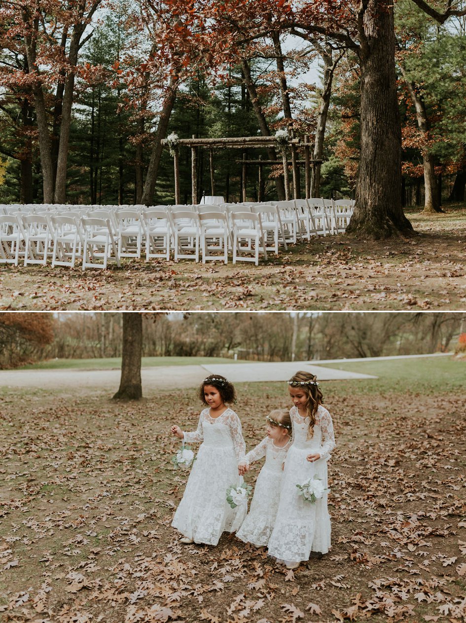 Crimson and White Fall Wedding in the Woods | Wisconsin Bride