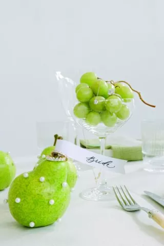 Pear and Grape Accents on Table Scape in Modern Styled Shoot at 210 Seattle