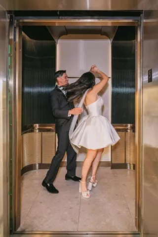Modern Wedding Portrait in Regent Santa Monica Elevator