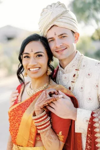Aditi and Michal Smiling on their Wedding Day