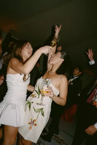 Natalie and Lindsay in their after party attire on their award winning wedding day