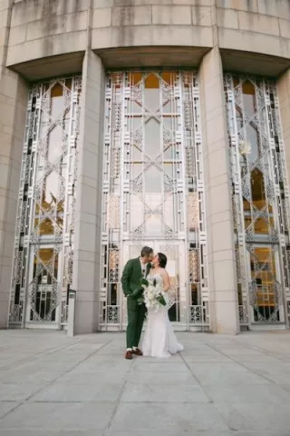 Courtney and Garrett in front of Seattle Asian Art Museum
