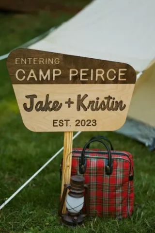Vintage Inspired Camp Grounds Sign for Jake & Kristin's Wedding Day