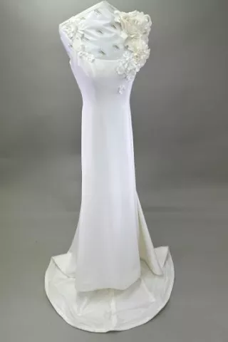 The after results of Margaret's restoration service on a Viktor & Rolf wedding gown