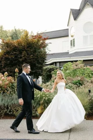 Allison and Laurence walk the grounds of Columbia Collective