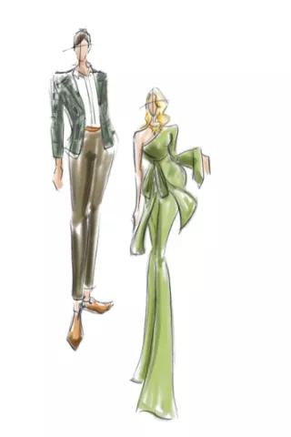 Fashion Illustrations for semi-formal wedding wear by Brush & Bowtie