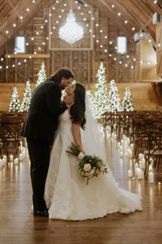 Warm Glow of Winter Sets the Scene for an Elegant, Rustic Wedding Day at The Barn at the Ackerhurst Dairy Farm