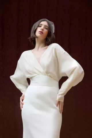 Model poses in dramatic ensemble at Olympic Sculpture Park