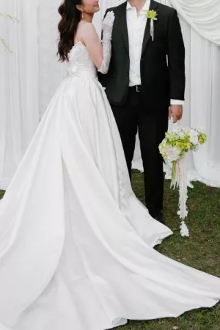 models in their contemporary wedding day outfits