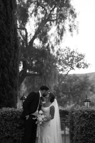 Intimate wedding at Hummingbird Nest Ranch exudes quiet luxury and feminine details