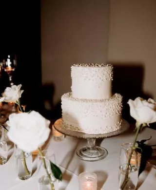 Pearl Decorated Wedding Cake