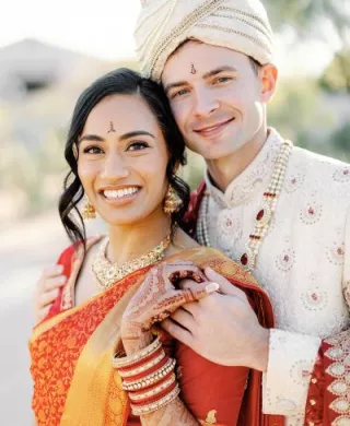 Aditi and Michal Smiling on their Wedding Day