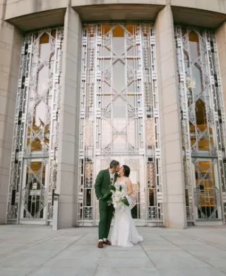 Courtney and Garrett in front of Seattle Asian Art Museum