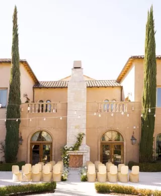 Italian-inspired outdoor ceremony scene at Allegretto Vineyard Resort