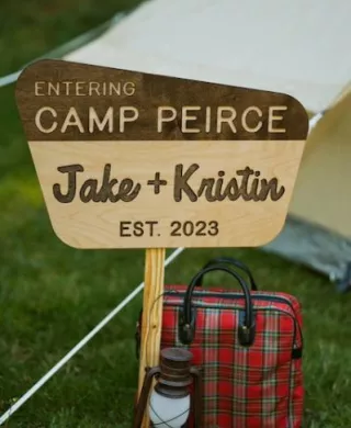 Vintage Inspired Camp Grounds Sign for Jake & Kristin's Wedding Day