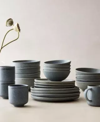 Earth toned tableware from West Elm