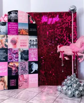 Pink Pony Club themed decor in bachelorette party planned by Valley Girl Bachelorette