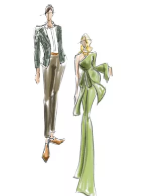Fashion Illustrations for semi-formal wedding wear by Brush & Bowtie