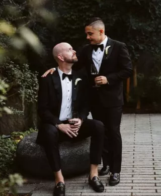 Kendall and Kyle pose on their wedding day at Novelty Hill-Januik Winery