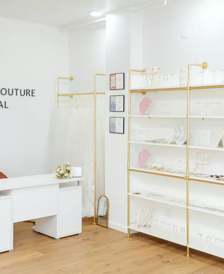 The interior of Mareh Couture Bridal's new SLO location