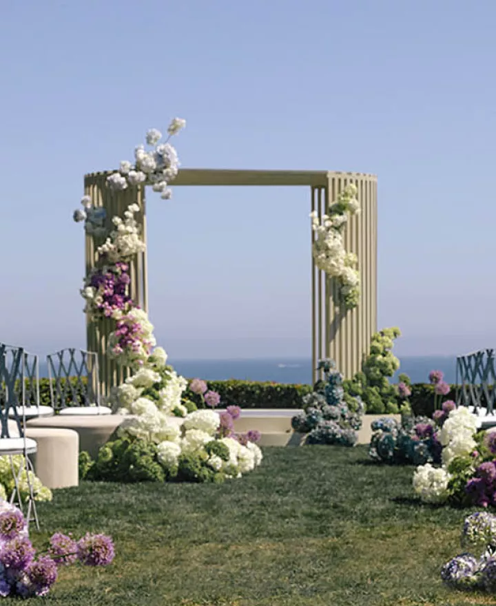 Scenic oceanside ceremony set up at Montage Laguna Beach 