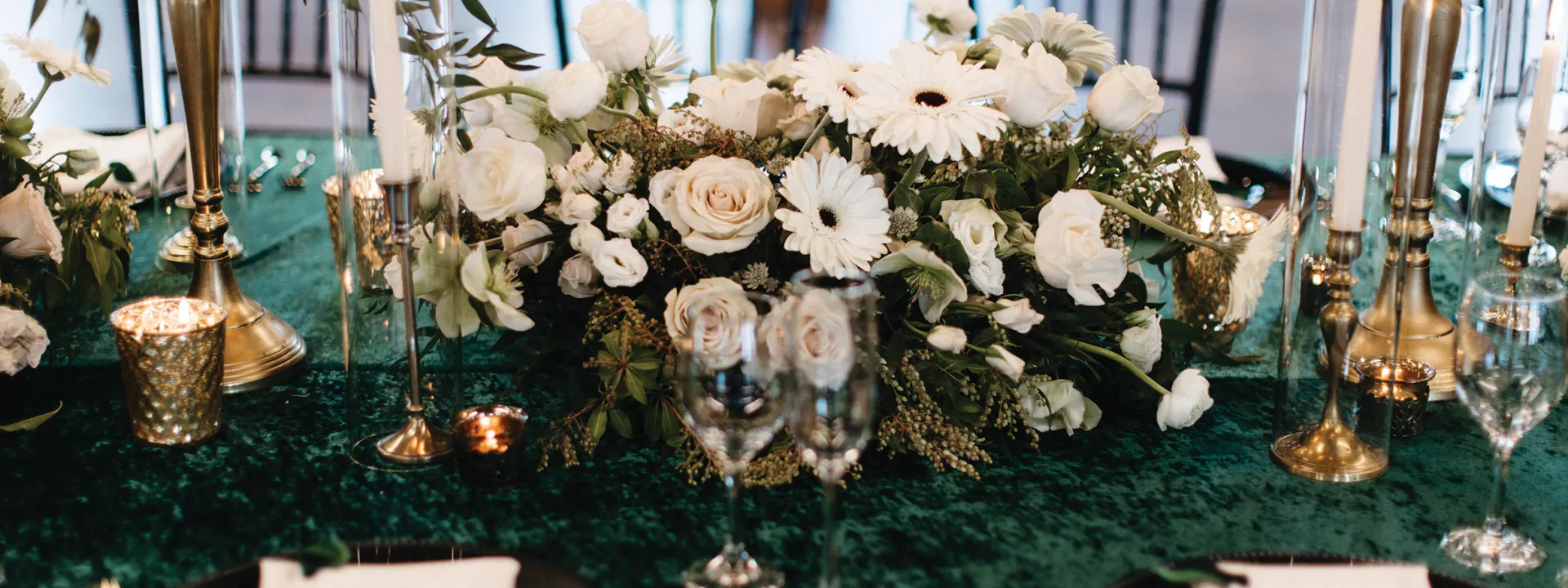 Emerald Details and Velvet Textures Featured in Old Hollywood Inspired Styled Shoot at Essence Event Center 