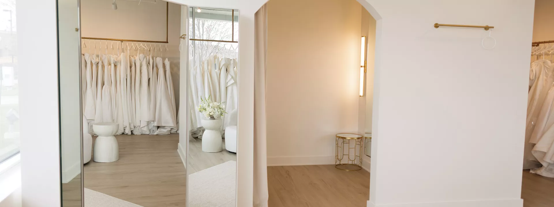 Interior of For The One Bridal's new boutique space