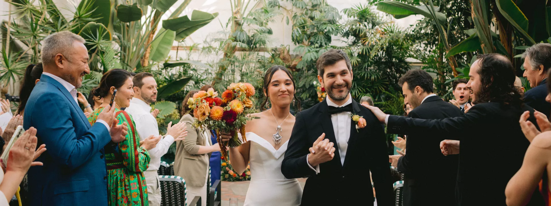 Aliya and Ethan Cheer as they Walk Down the Lush Tropical Aisle at The Valentine