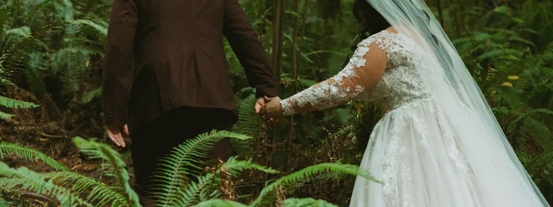 Jake and Kristin Walk Through the Pacific Northwest Forest in Campground Inspired Nuptials