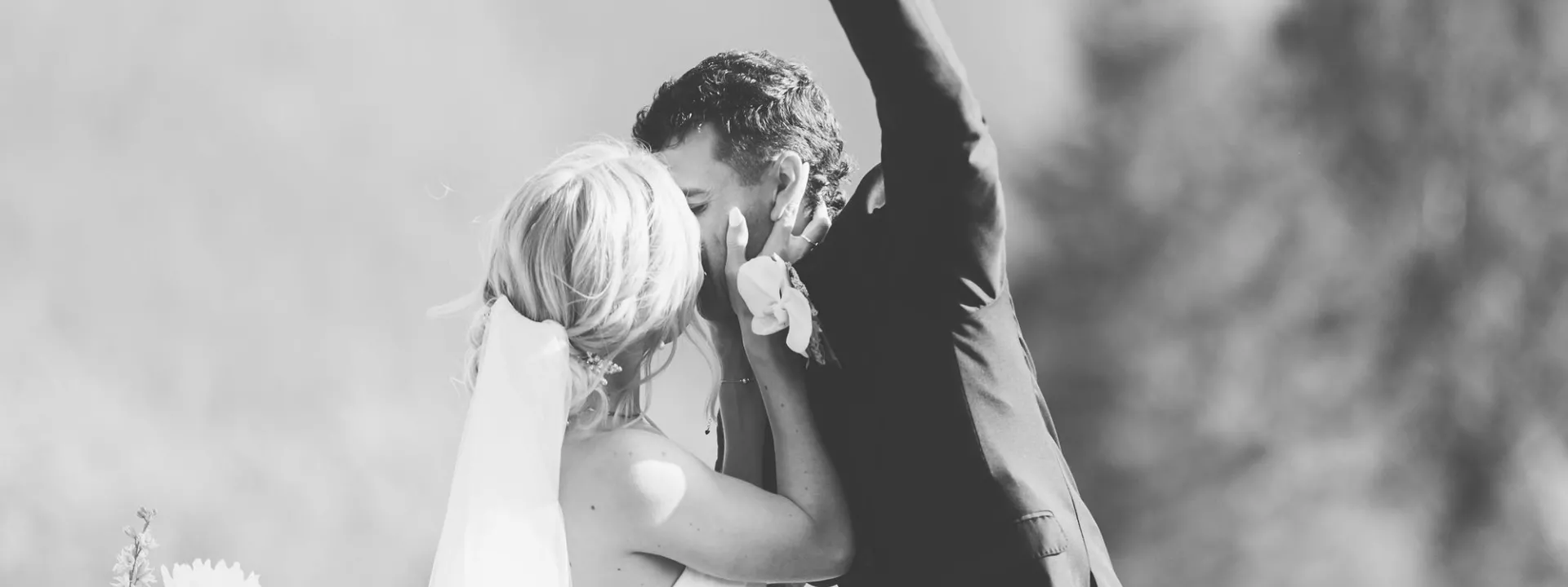 Ashley and Jaxson seal their vows with a kiss and Jaxson pumps his fist in the air 