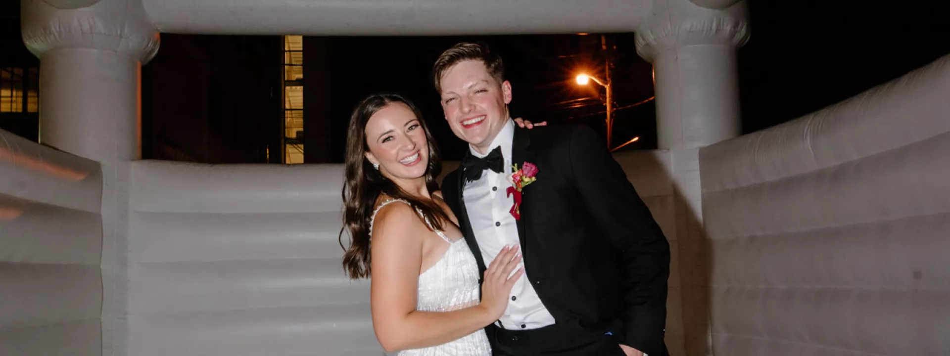 Alicia and Shane enjoying their bounce house on wedding night. 