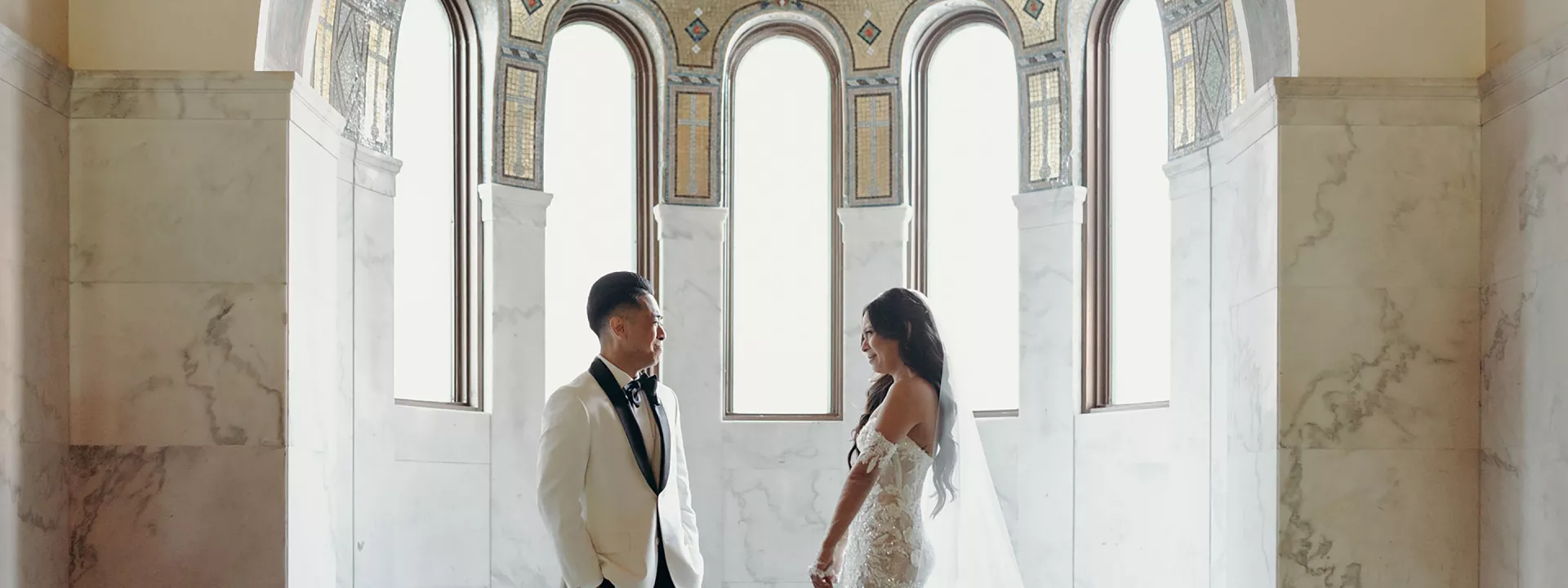 Joyce and Raymond Exchanging their Vows Privately before their Reception at Vibiana in Downtown Los Angeles