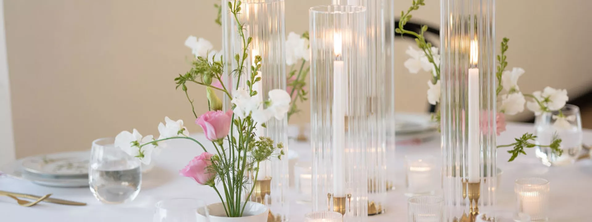 Tablescape in contemporary garden editorial