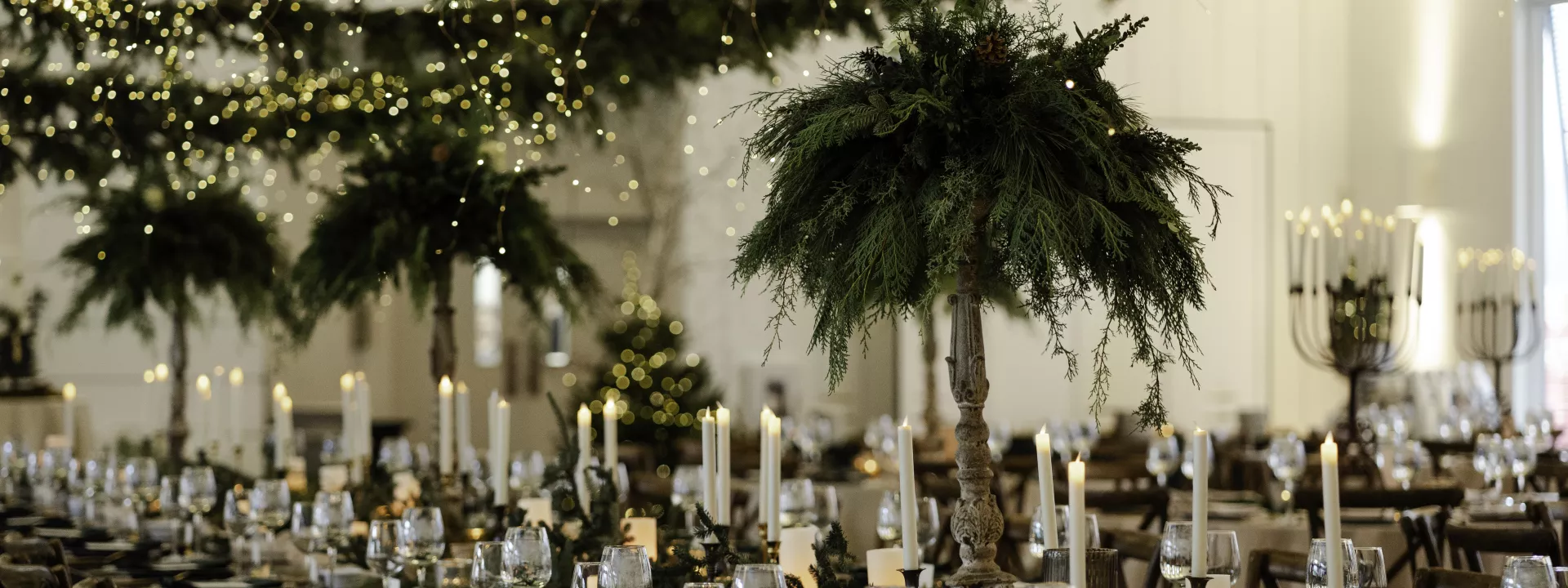 Evergreen Decor Featured at Winter Wedding at the Hutton House