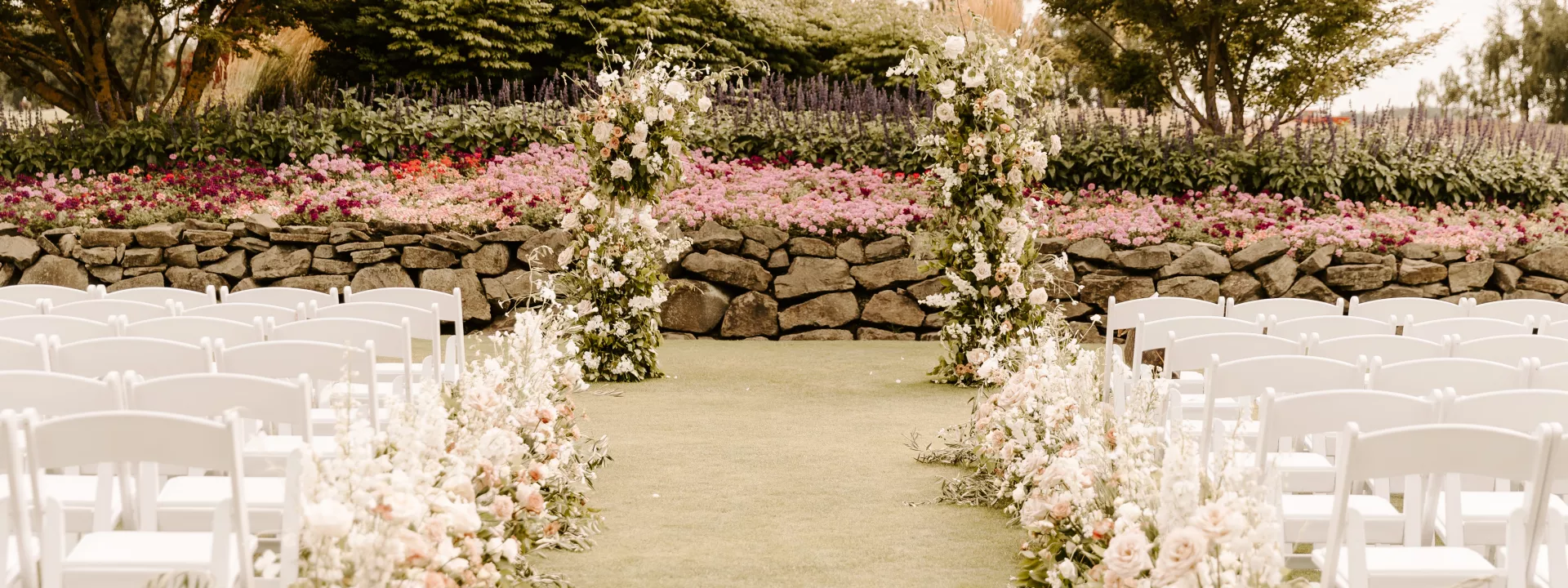 Breezy Neutral Florals Line Aisle at Langdon Farms Golf Club