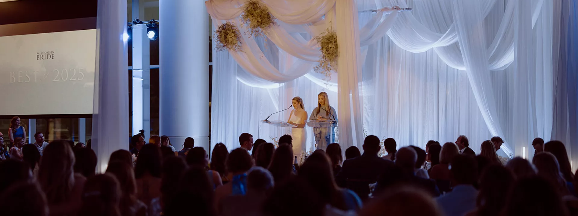 Award ceremony stage at Wisconsin Bride’s Best of 2025 event