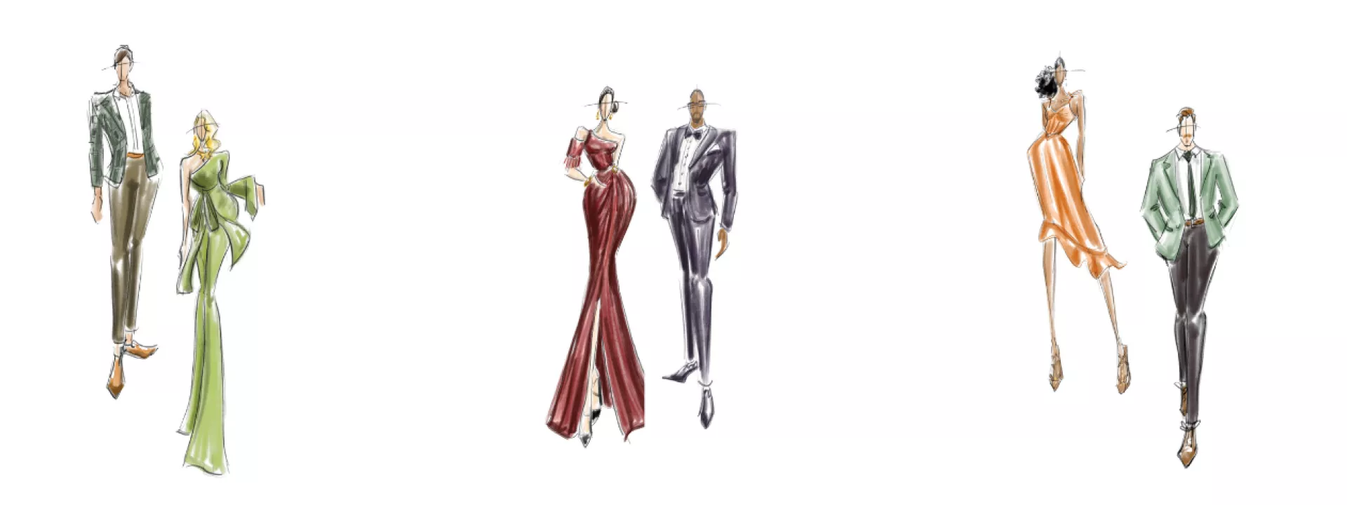 Fashion Illustrations for wedding wear by Brush & Bowtie