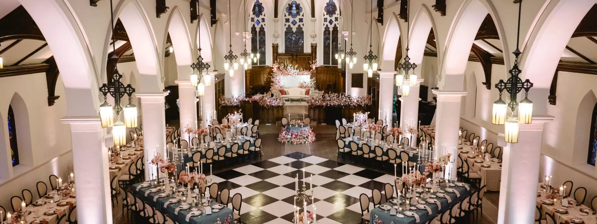 Interior of St. James 1868 in winning wedding day design