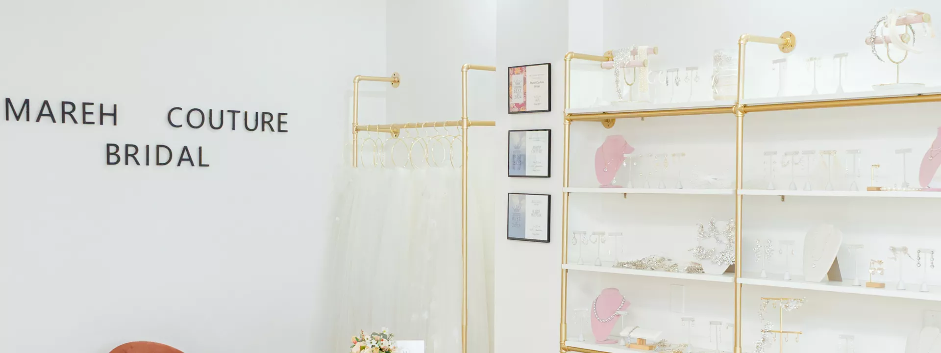 The interior of Mareh Couture Bridal's new SLO location