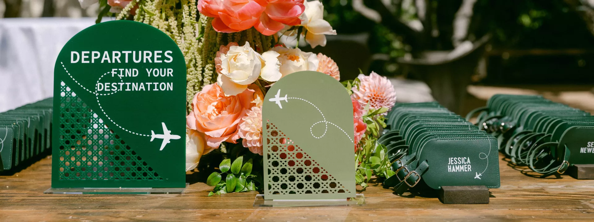 Aviation themed escort card display