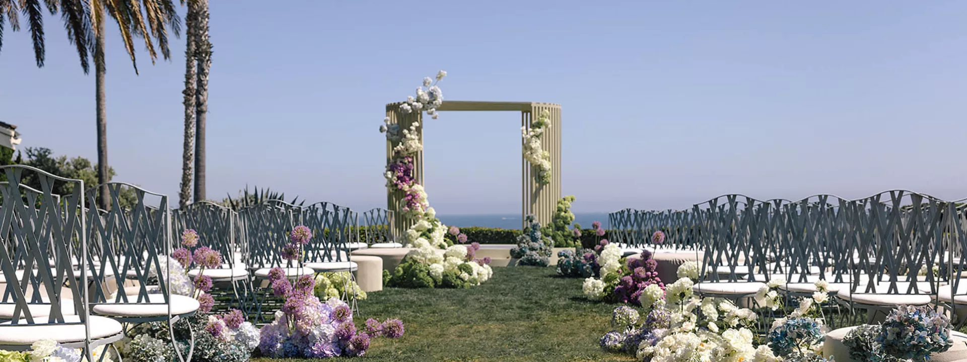 Scenic oceanside ceremony set up at Montage Laguna Beach 