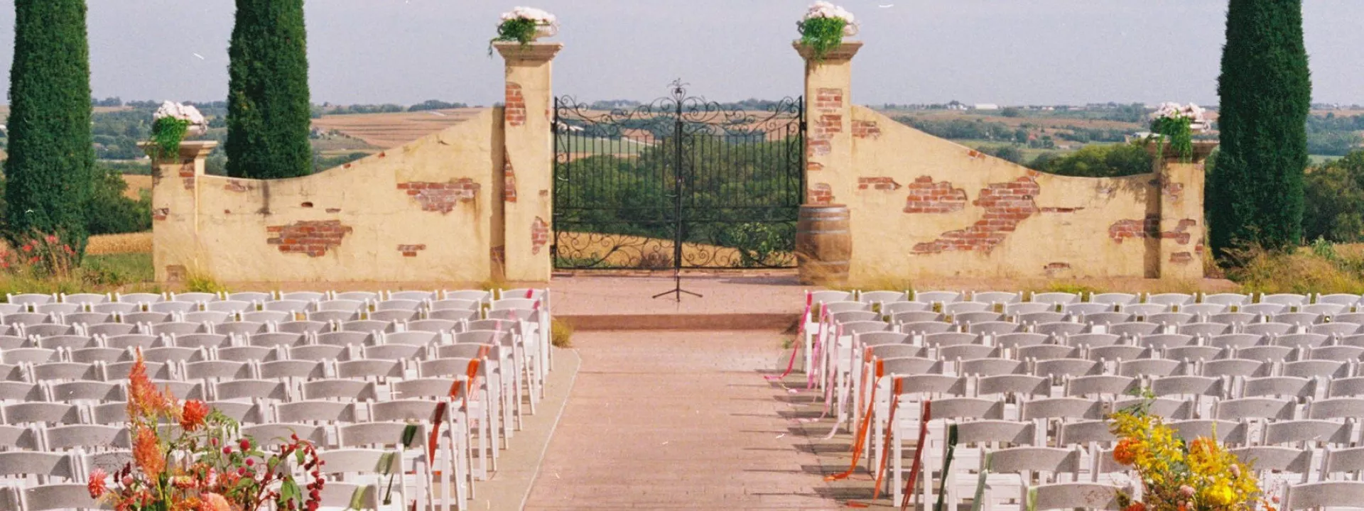 Outdoor ceremony set up at Bella Terre Vineyard